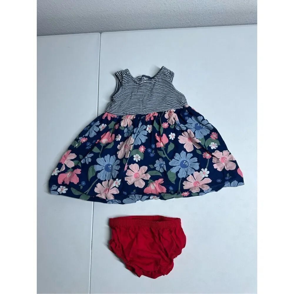 Carter's Girl's Baby Size 9M Floral Pattern Dress and Underpants